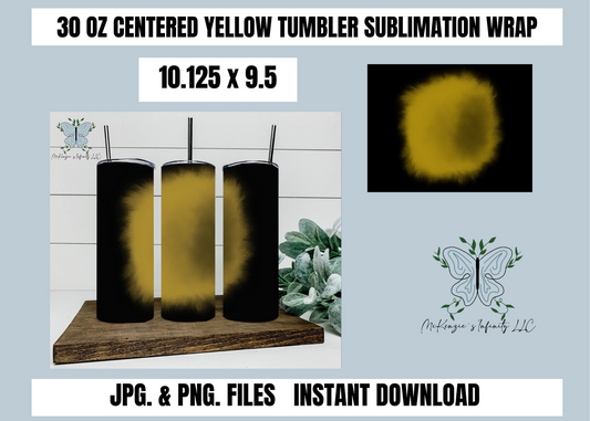 Centered Yellow 30oz Tumbler Wrap, Sublimation, PNG & JPG, Instant Download