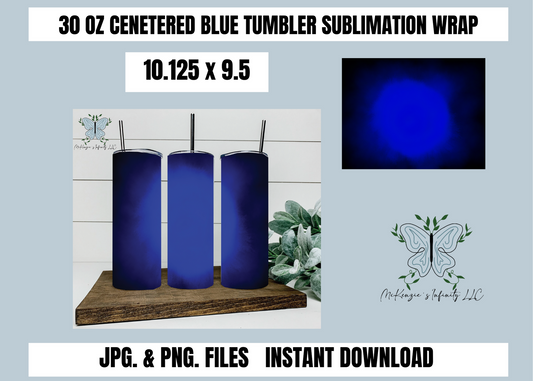 Centered Blue 30oz Tumbler Wrap, Sublimation, PNG & JPG, Instant Download
