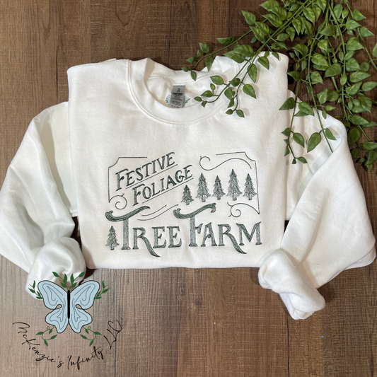 Festive Foliage Tree Farm Embroidered Crewneck Sweatshirt