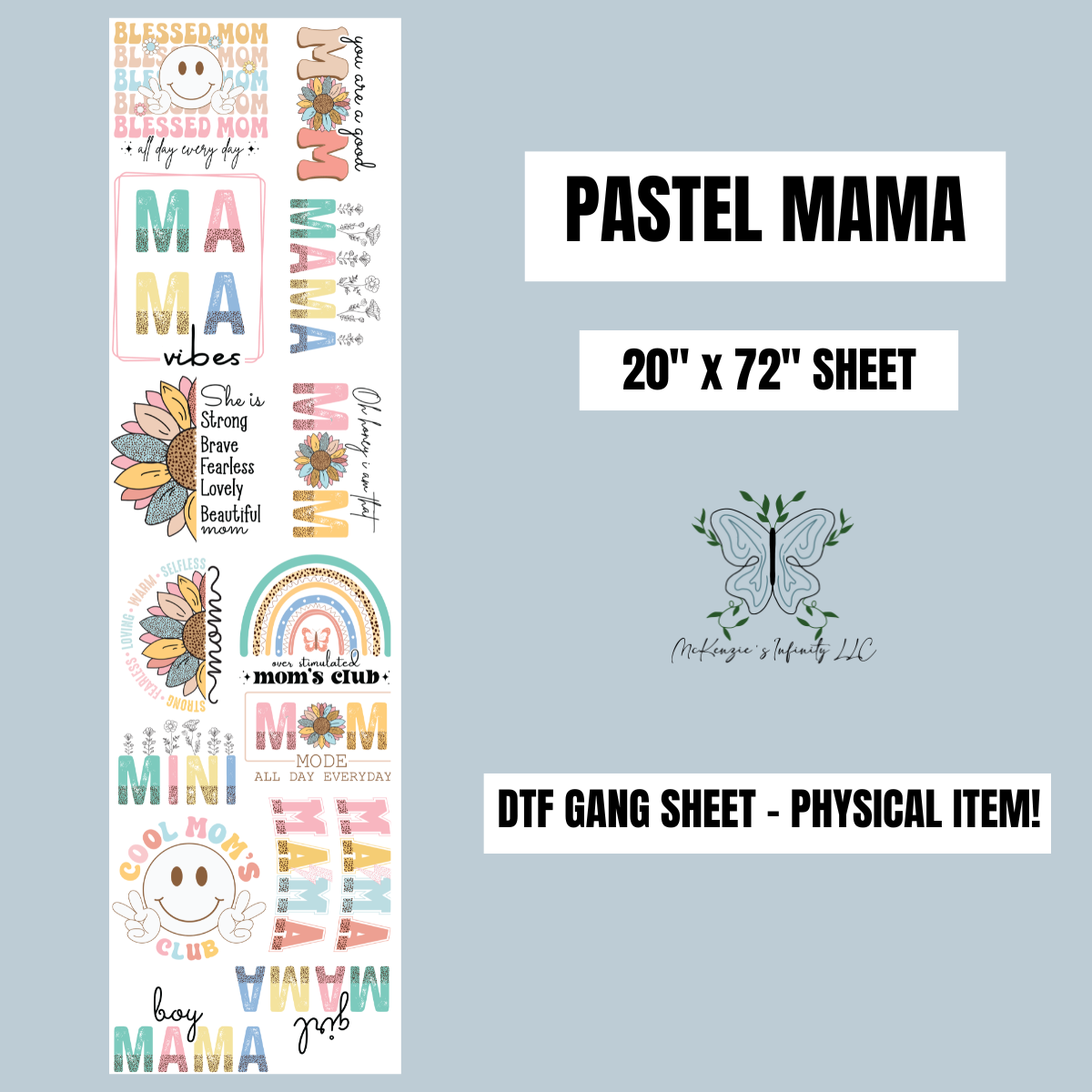 PASTEL MAMA PRE-MADE 20"x72" DTF GANG SHEET