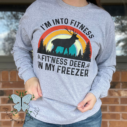I'm Into Fitness Fit'ness This Deer In My Freezer Long Sleeve Graphic T-Shirt