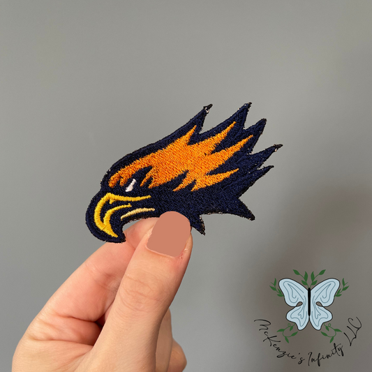 Eagle Head Orange Embroidered Patch
