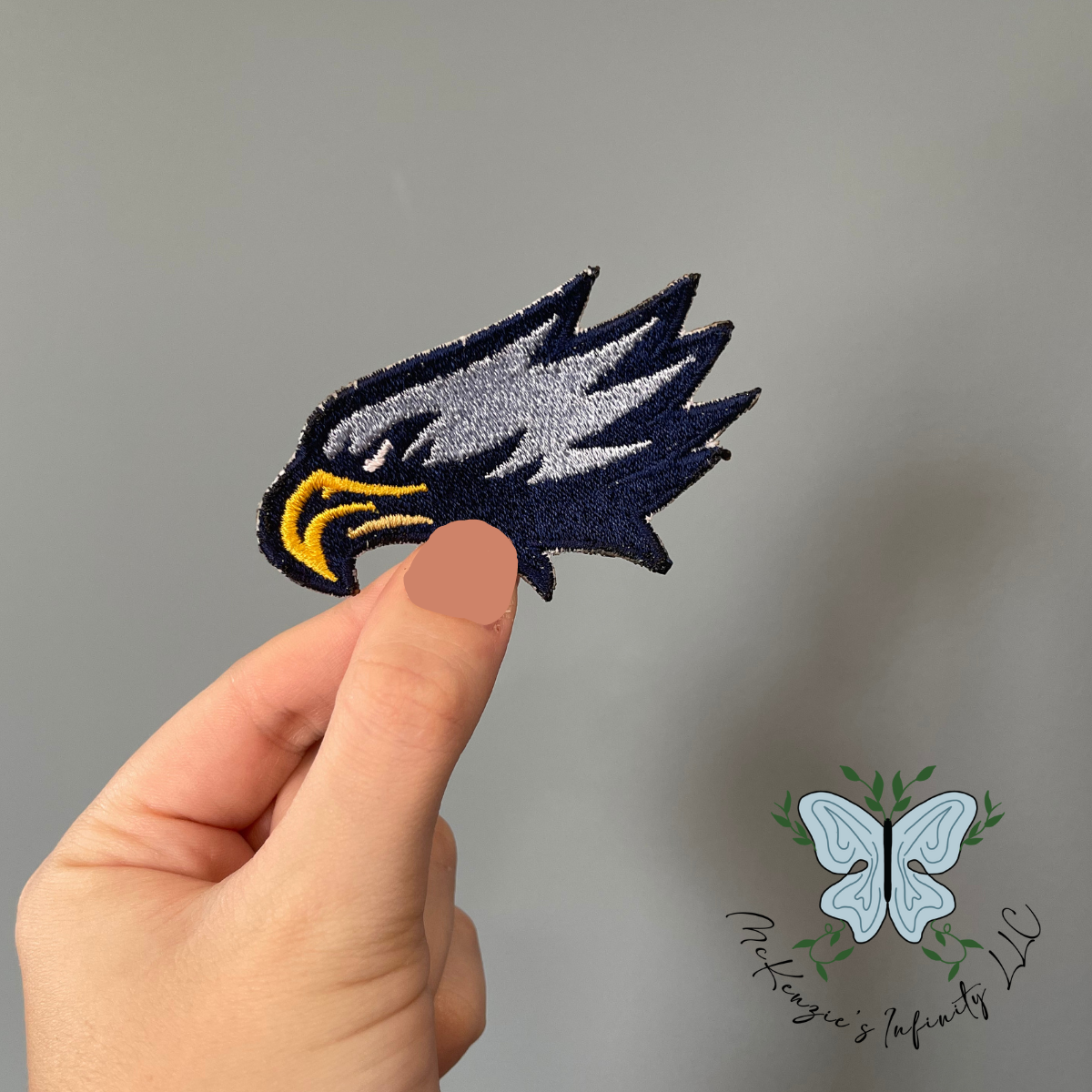 Eagle Head Light Blue Embroidered Patch