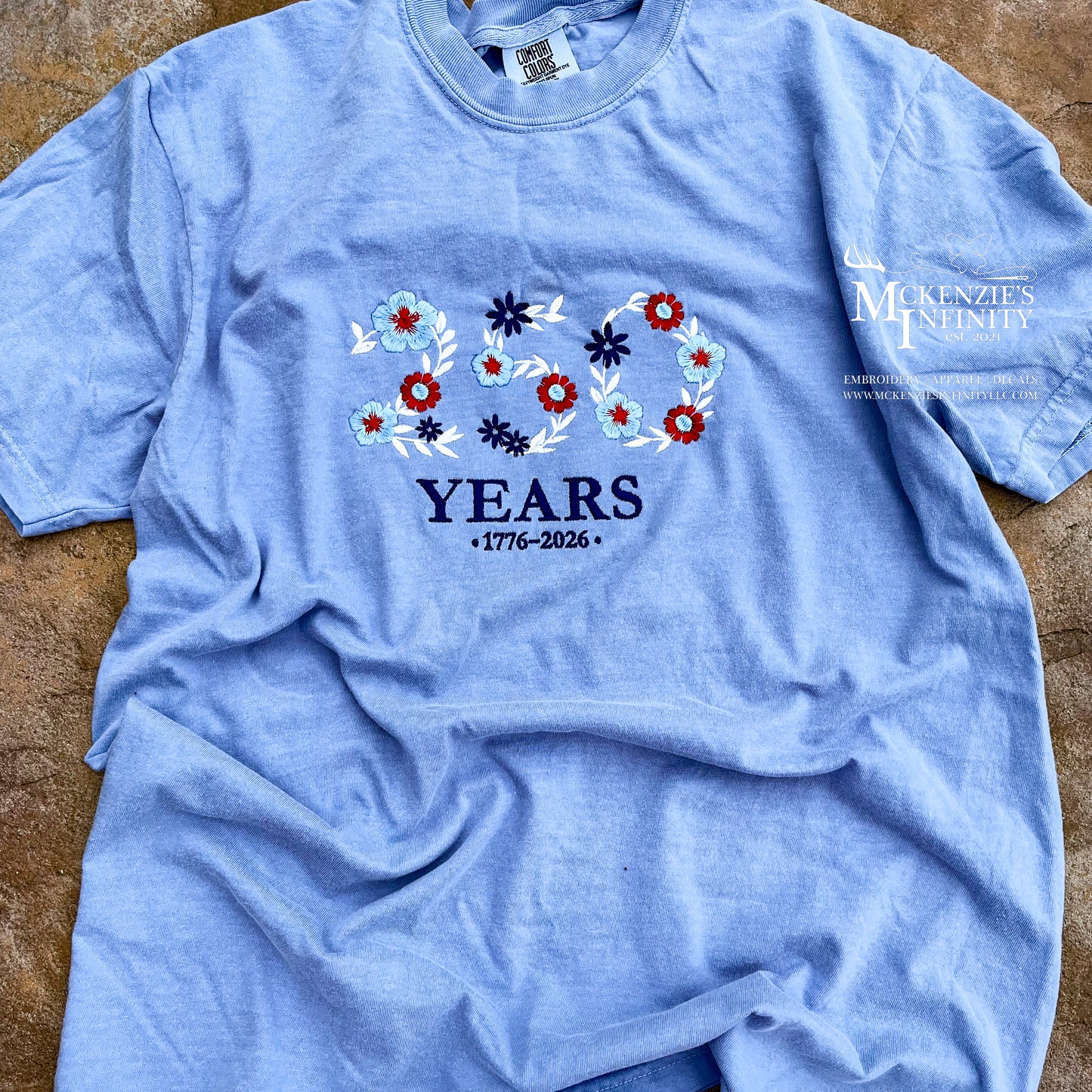 America 250 Embroidered Comfort Colors Tee | 1776-2026
