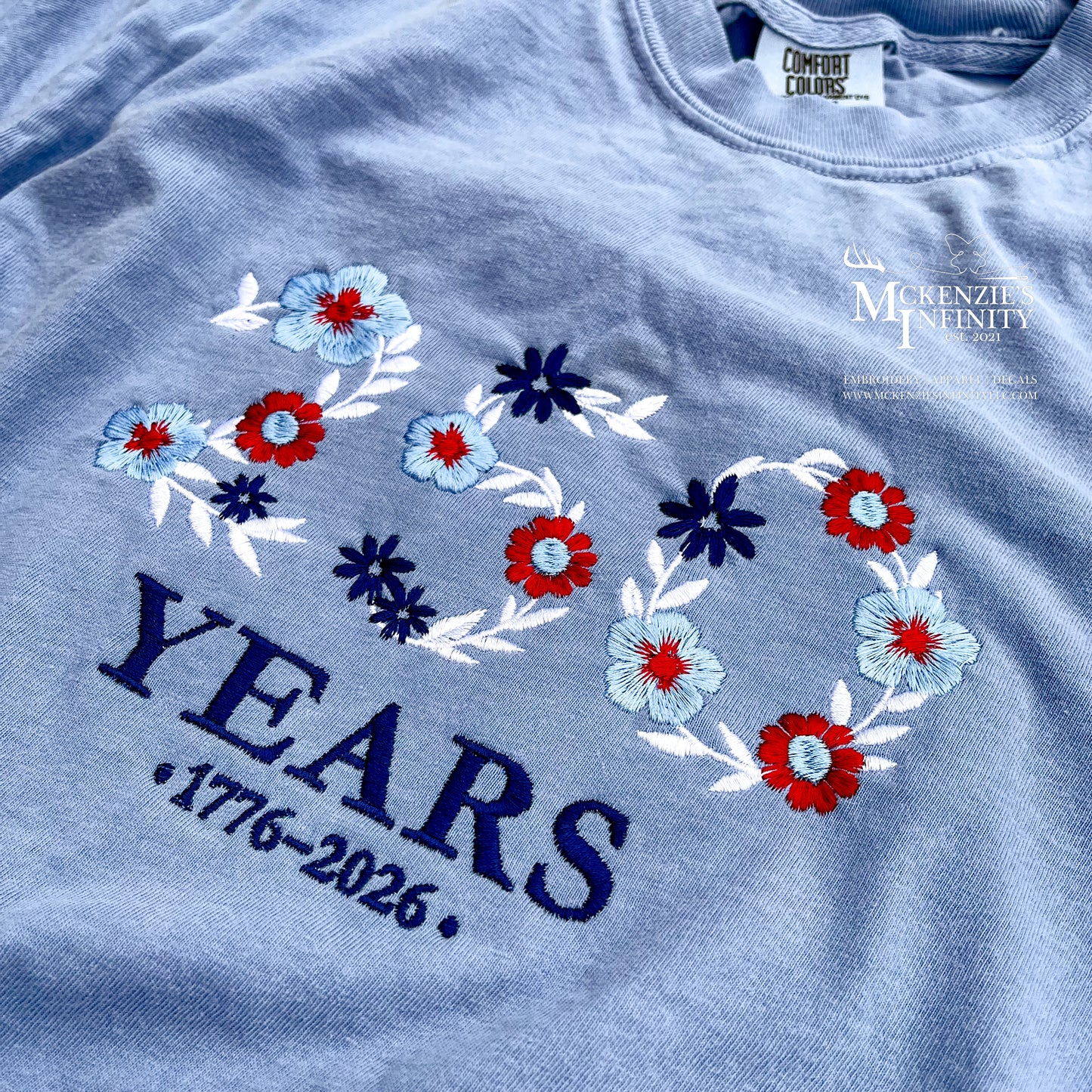 America 250 Embroidered Comfort Colors Tee | 1776-2026