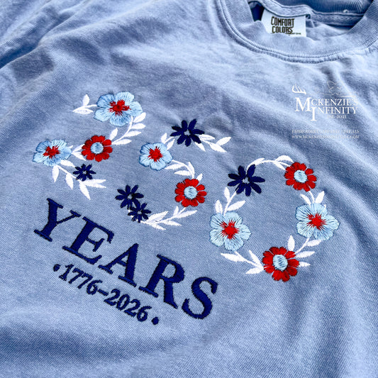 America 250 Embroidered Comfort Colors Tee | 1776-2026