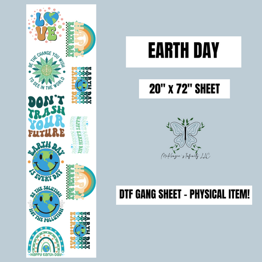 EARTH DAY PRE-MADE 20"x72" DTF GANG SHEET