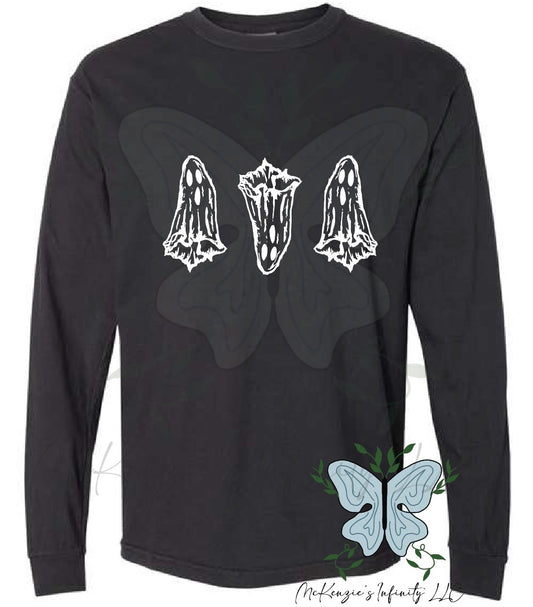 3 Little Ghosts Black Long Sleeve Graphic Shirt - McKenzie's Infinity