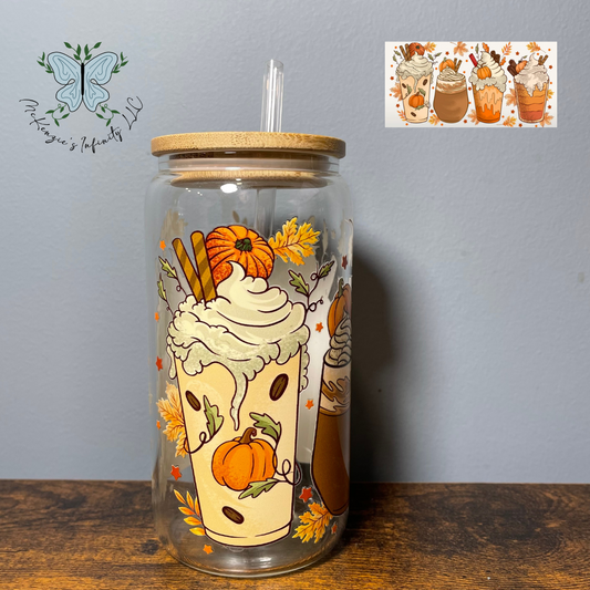 Fall Coffee Libbey Glass Cup - READY TO SHIP