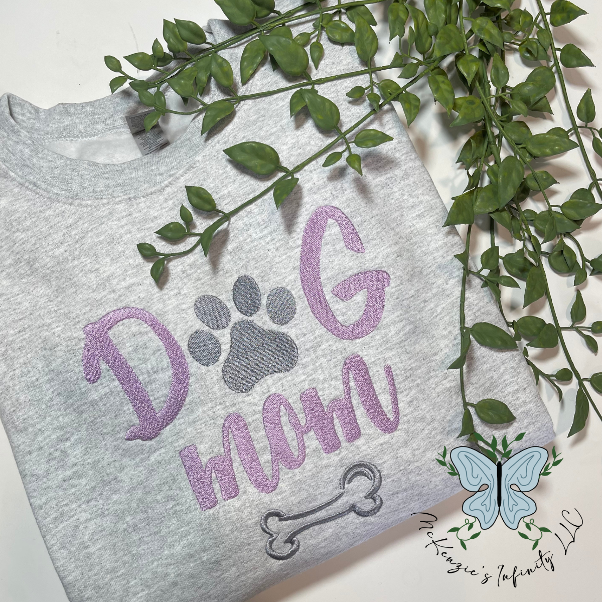 Dog Mom Embroidered Crewneck Sweatshirt