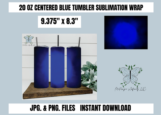 Centered Blue 20oz Tumbler Wrap, Sublimation, PNG & JPG, Instant Download