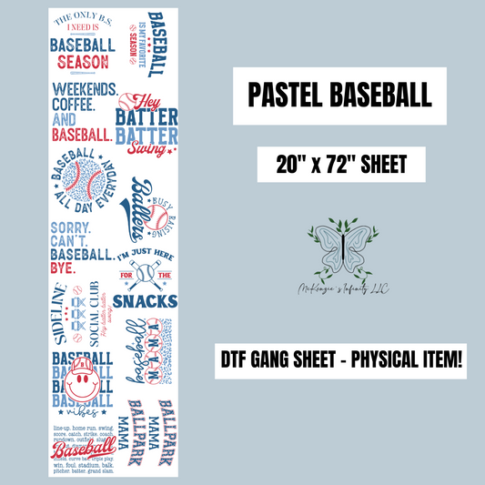 PASTEL BASEBALL PRE-MADE 20"x72" DTF GANG SHEET