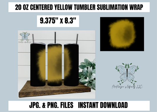 Centered Yellow 20oz Tumbler Wrap, Sublimation, PNG & JPG, Instant Download