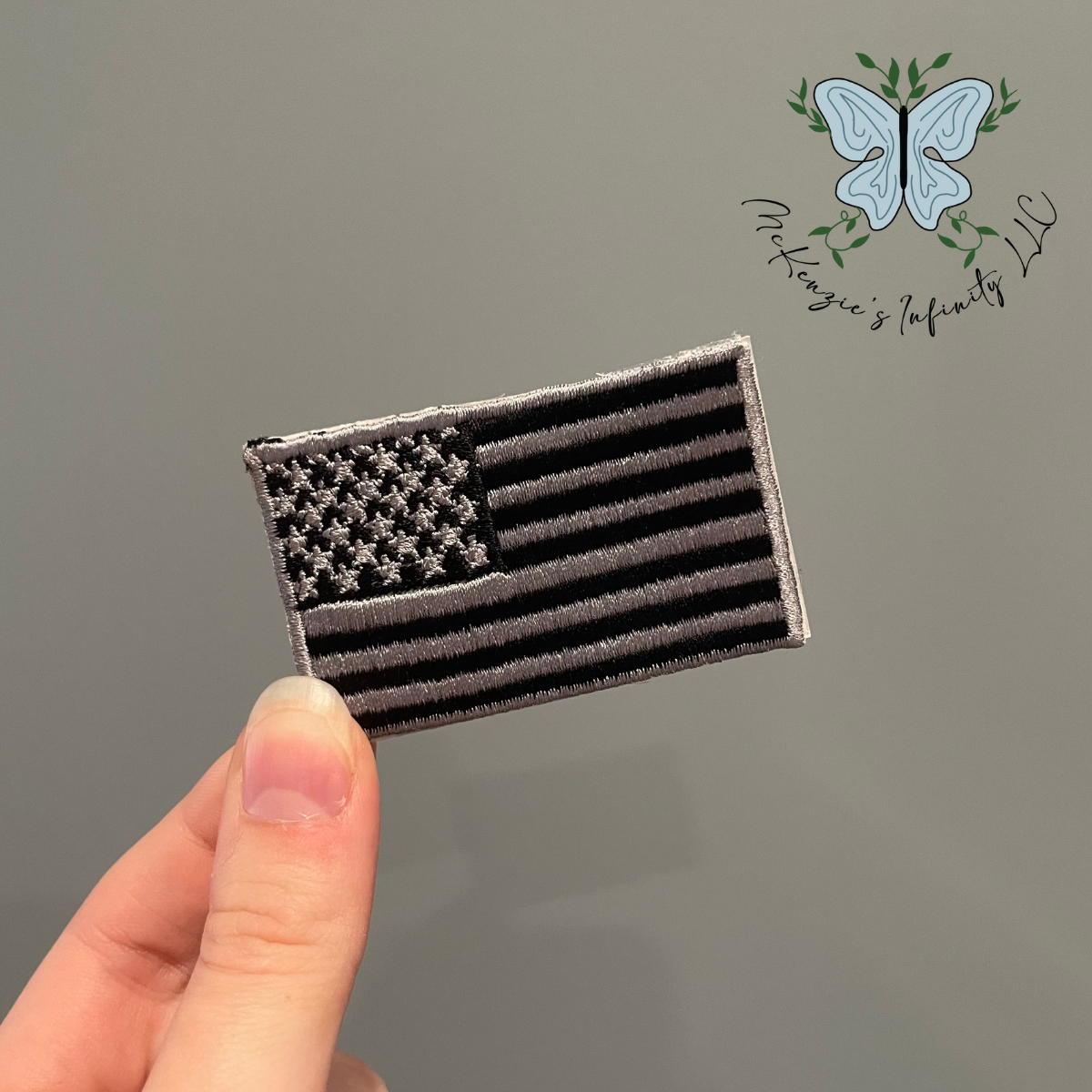 Black American Flag Embroidered Patch