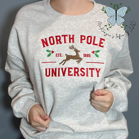 North Pole University Embroidered Crewneck Sweatshirt