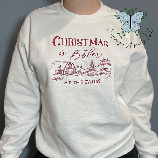 Christmas Is Better At The Farm Embroidered Crewneck Sweatshirt