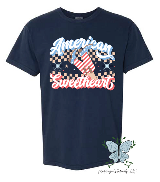 YOUTH AMERICAN SWEETHEART - TRUE NAVY COMFORT COLORS TEE/SHIRT