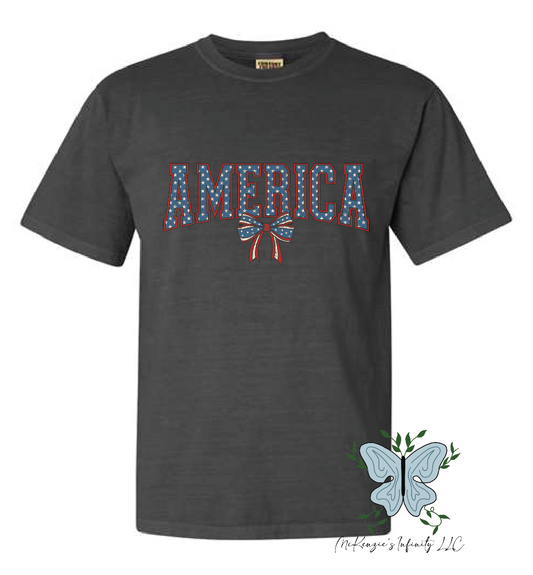 YOUTH AMERICA RETRO BOW - PEPPER COMFORT COLORS TEE/SHIRT