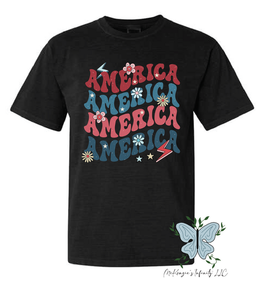 YOUTH AMERICA STACKED - BLACK COMFORT COLORS TEE/SHIRT