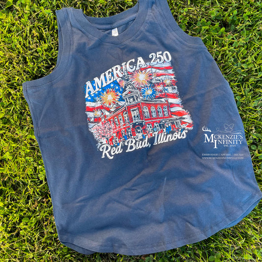 Red Bud, IL America 250 Graphic Relaxed Jersey Tank Top ©️