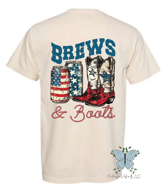 BREWS & BOOTS WESTERN- IVORY COMFORT COLORS TEE/SHIRT