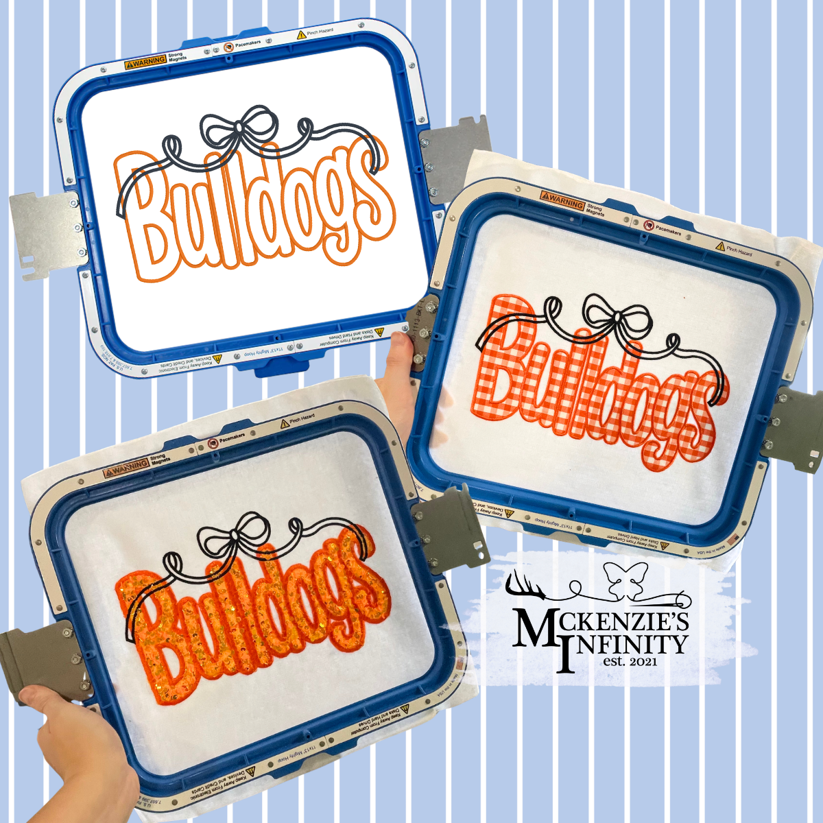 Bulldogs Embroidery File: Coquette Bow Design (Digital Download)