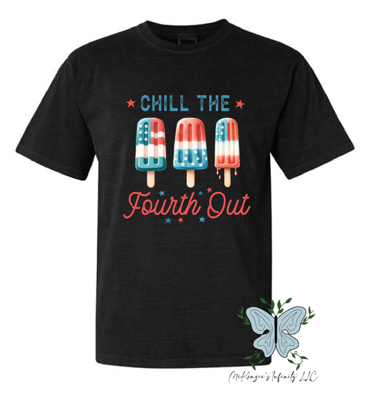 YOUTH CHILL THE FOURTH OUT - BLACK COMFORT COLORS TEE/SHIRT