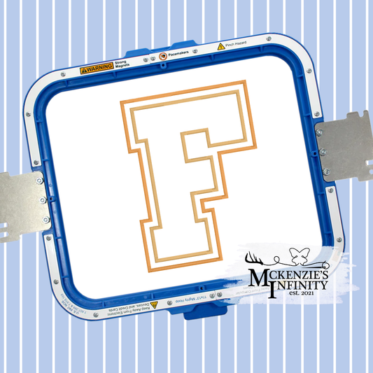 Varsity F Double Applique Satin Stitch Sequin Applique Embroidery Design, Lettered Embroidery Machine File (Copy)