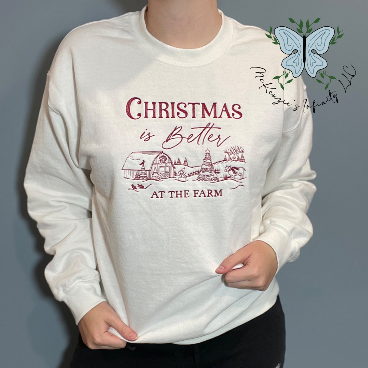 Christmas Is Better At The Farm Embroidered Crewneck Sweatshirt