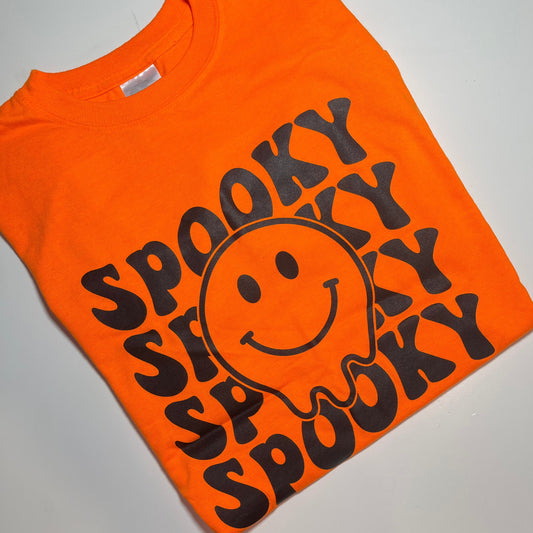 (Youth XL) Spooky Smiley Short Sleeve Graphic T-Shirt-READY TO SHIP