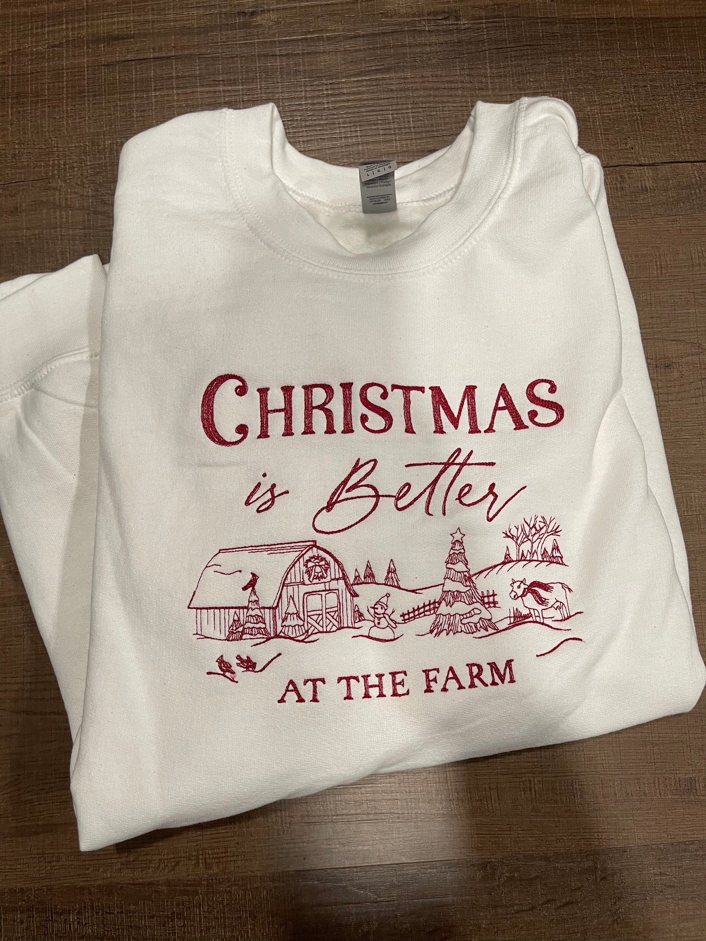 Christmas Is Better At The Farm Embroidered Crewneck Sweatshirt