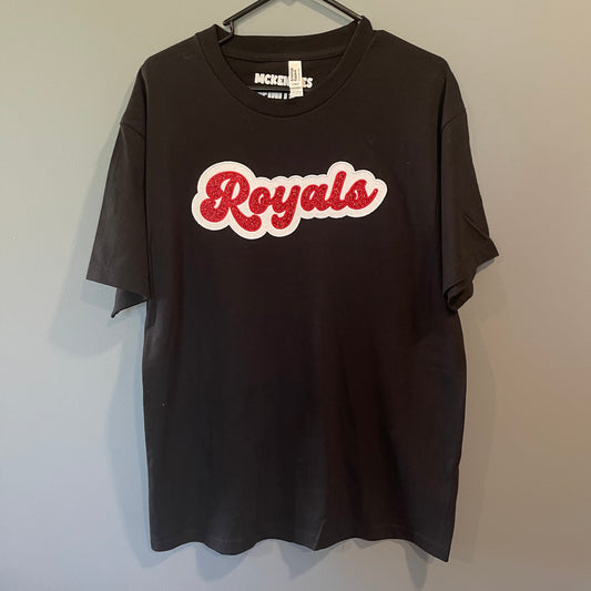 (LARGE) Royals Glitter Embroidered Short Sleeve Graphic T-Shirt- READY TO SHIP!