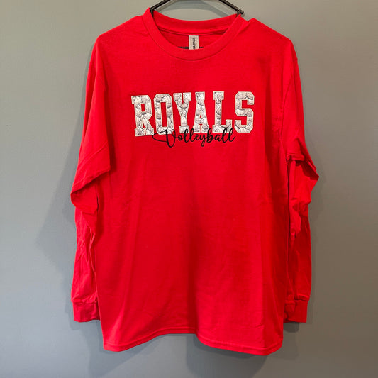 (MEDIUM) ROYALS VOLLEYBALL EMBROIDERED LONG SLEEVE SHIRT- READY TO SHIP!