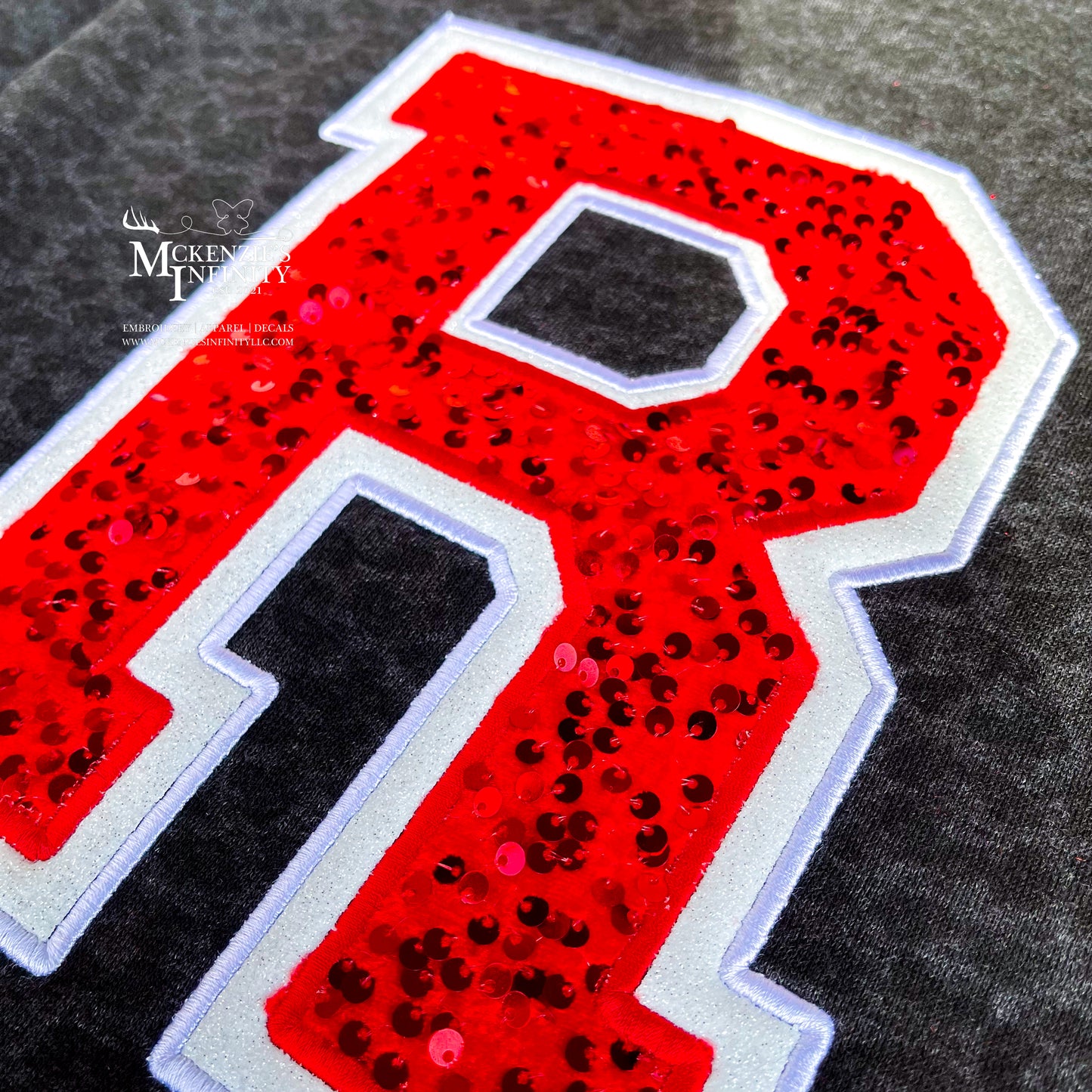 Custom Sequin Varsity Letter Embroidered Leopard/Cheetah Crewneck Sweatshirt