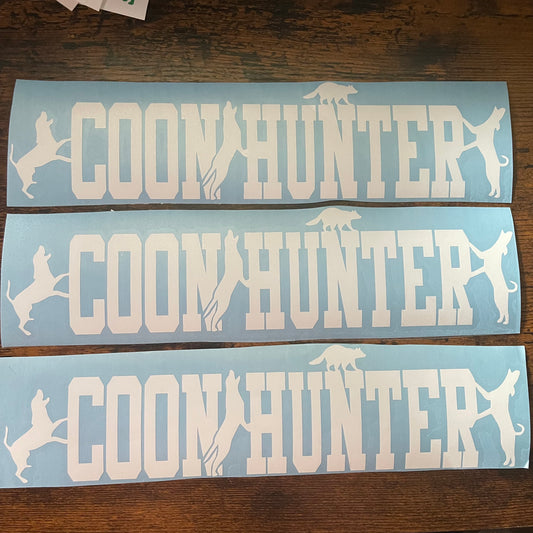 Coon Hunter 11.5" White Decal (READY TO SHIP!)