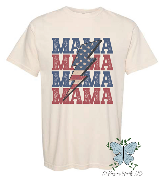 MAMA DISTRESSED STACKED- IVORY COMFORT COLORS TEE/SHIRT