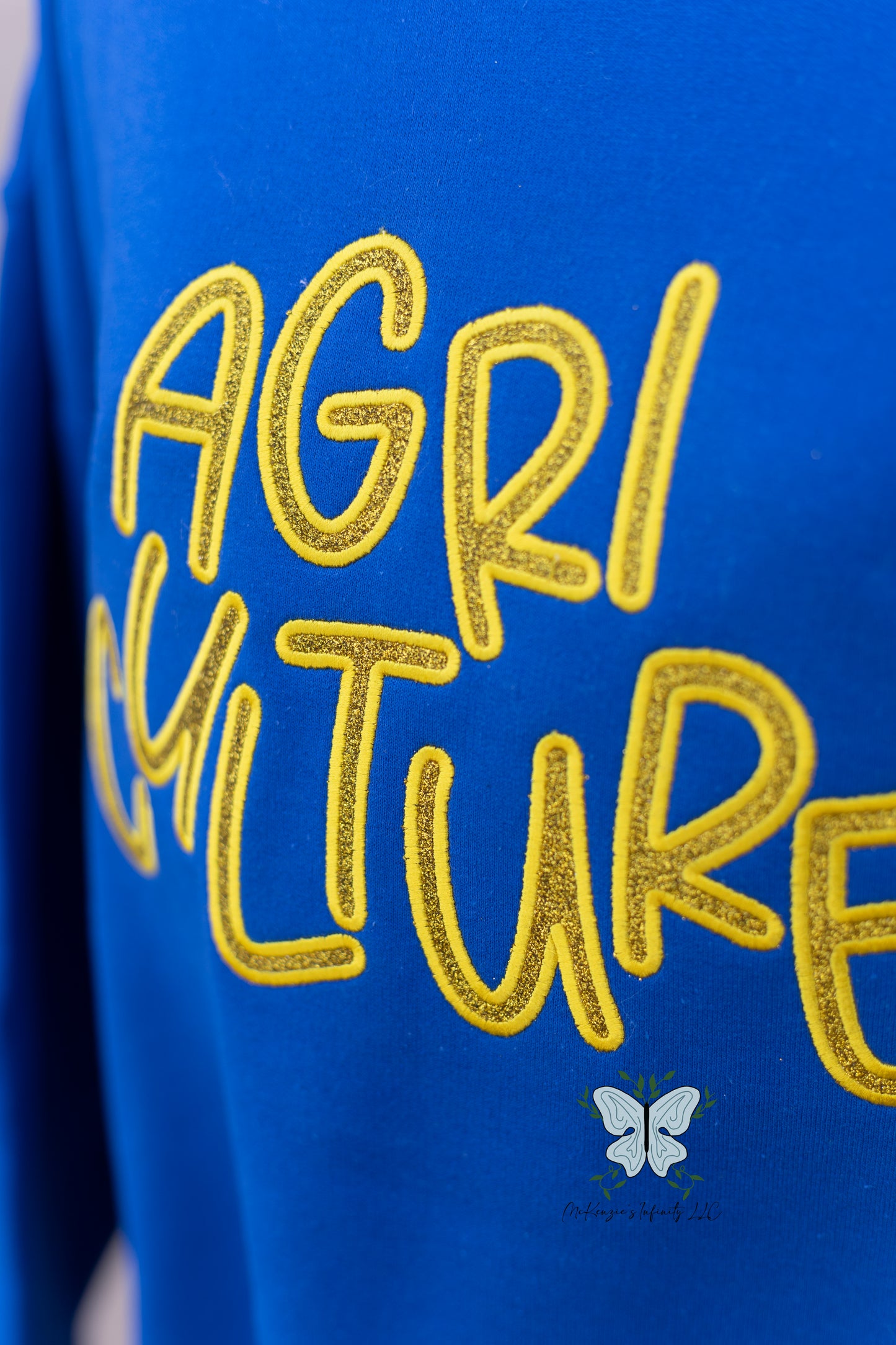 Agriculture Glitter Embroidered Crewneck Sweatshirt