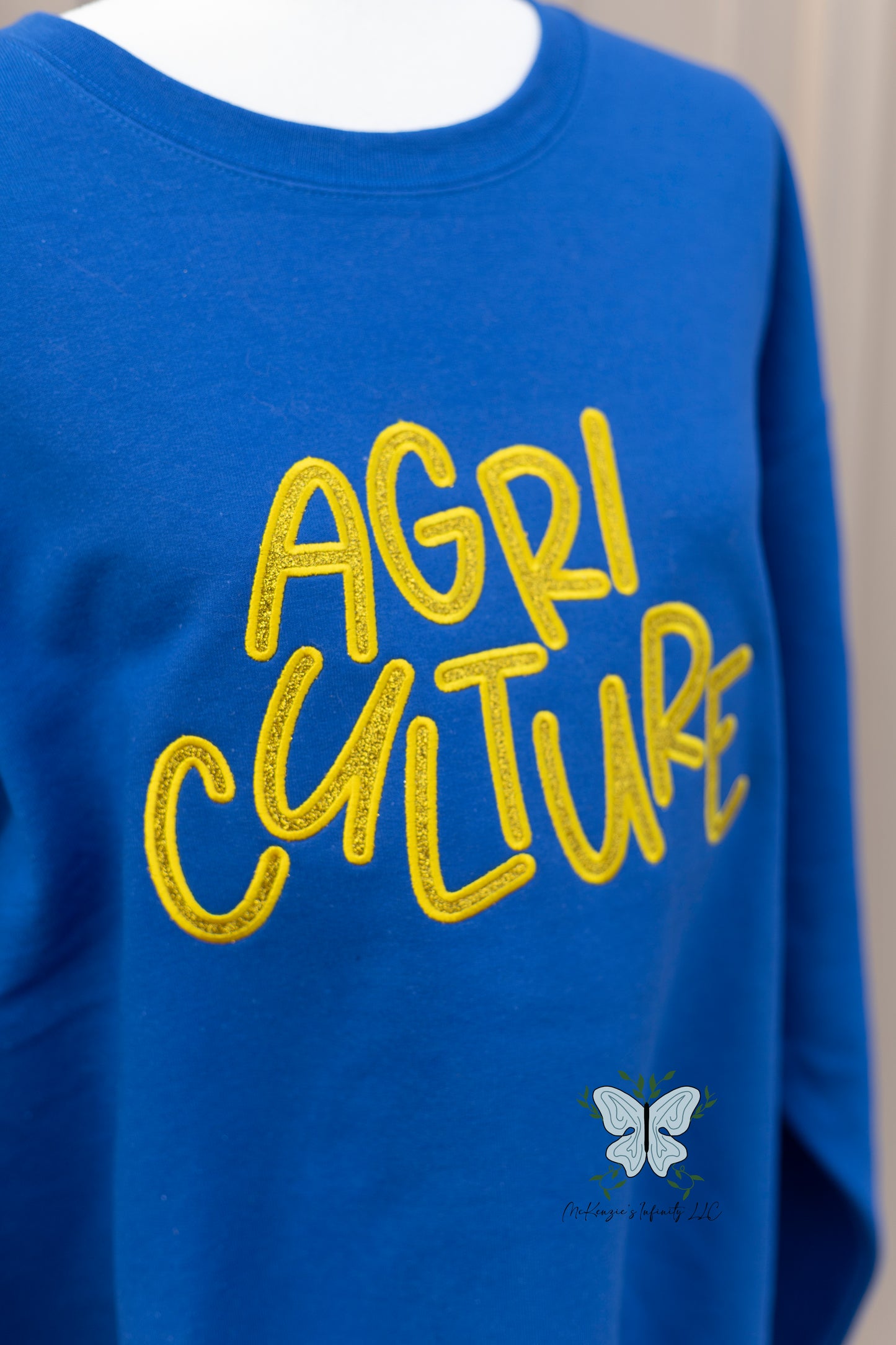 Agriculture Glitter Embroidered Crewneck Sweatshirt