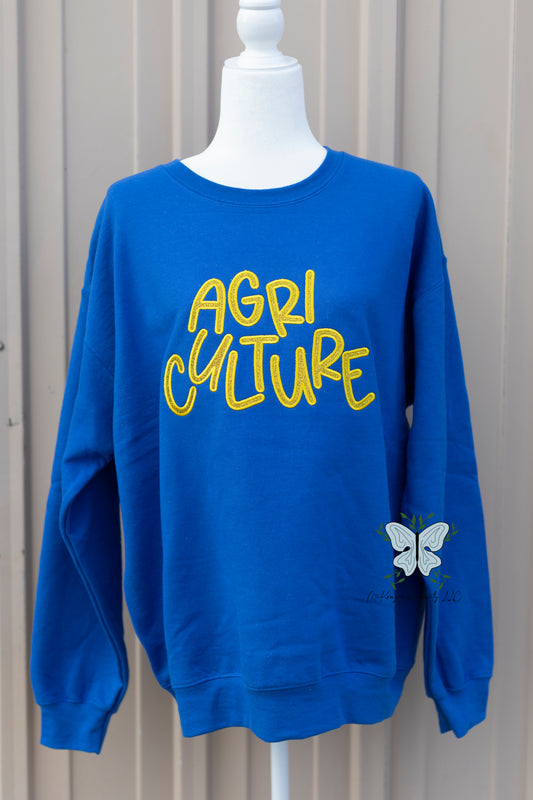 Agriculture Glitter Embroidered Crewneck Sweatshirt