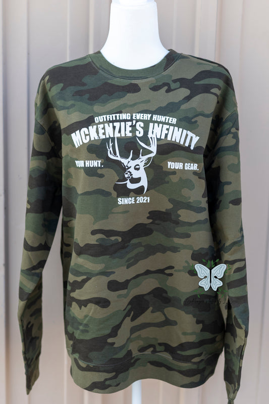 MI Outfitters Since 2021 - Whitetail Edition - Forest Camo Midweight Crewneck Sweatshirt