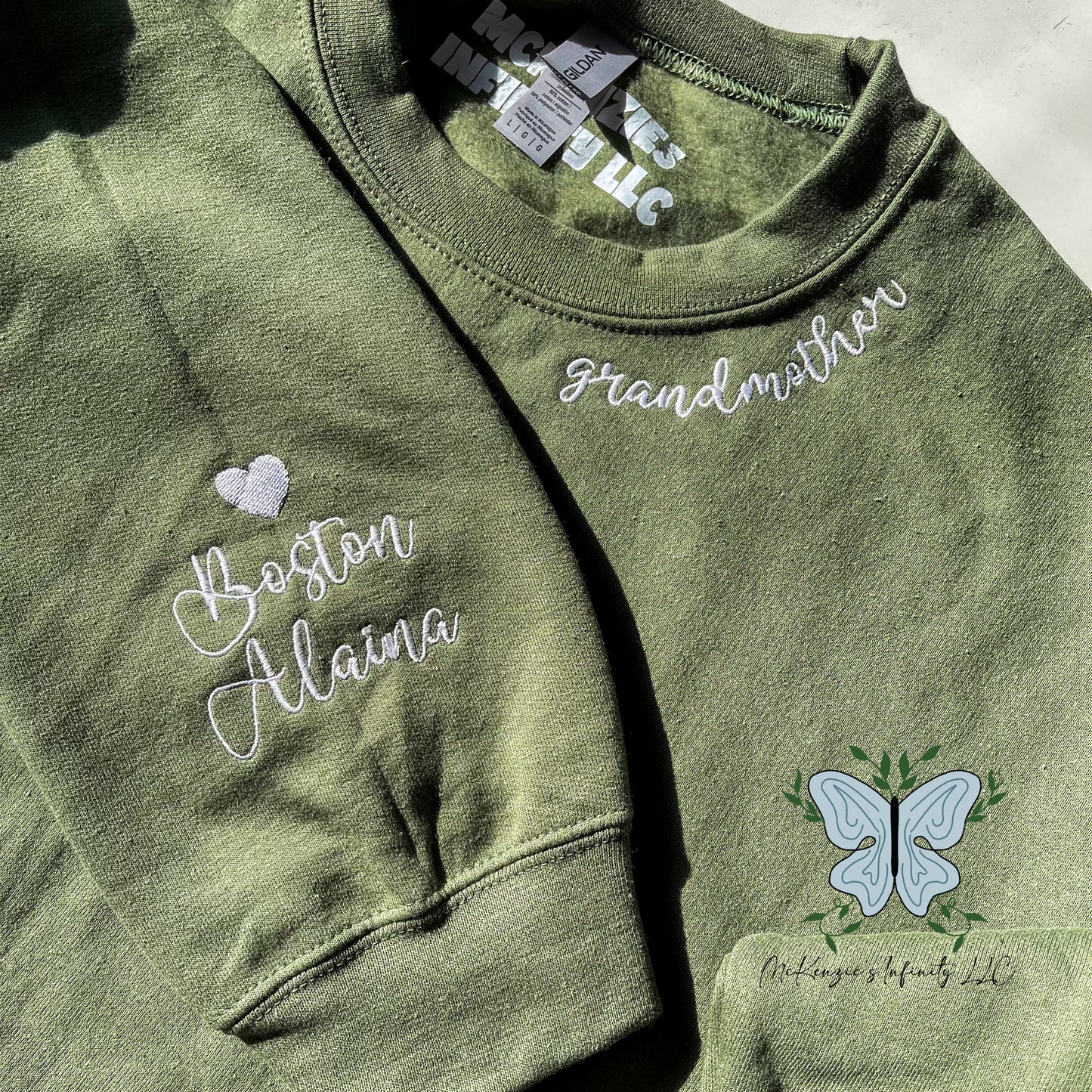 Personalized Name Neckline & Sleeve Embroidered Crewneck Sweatshirt