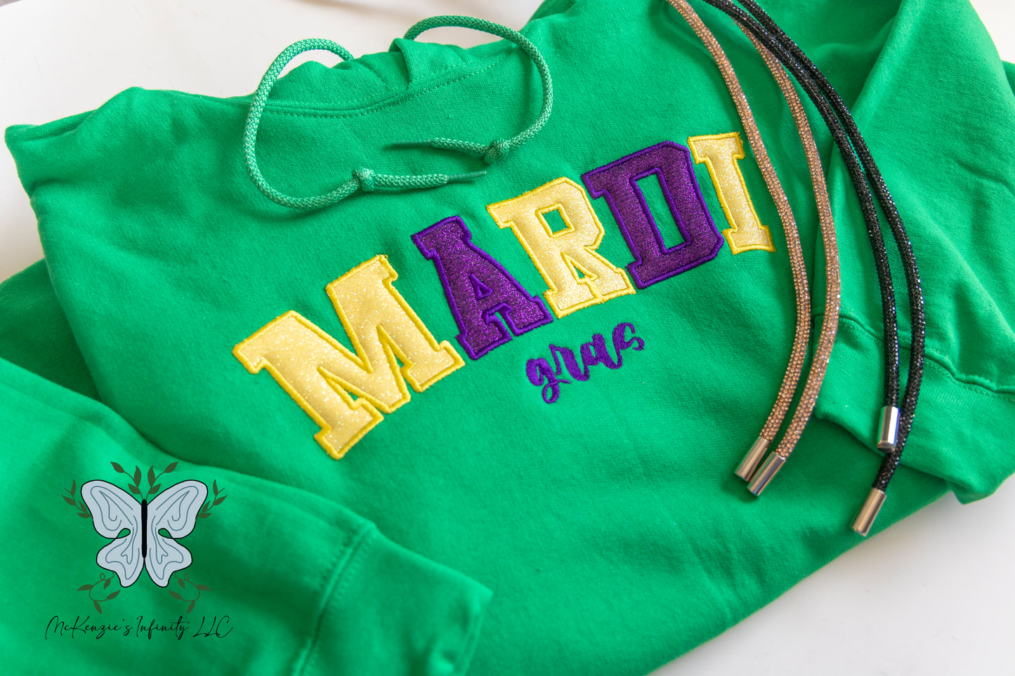 Mardi Gras Embroidered/Vinyl Hooded Sweatshirt