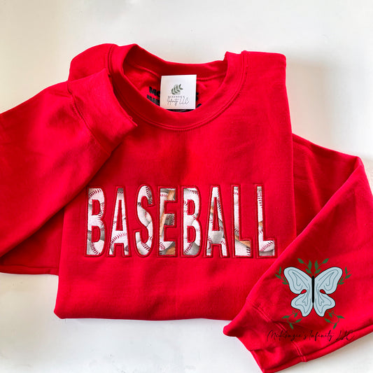 Embroidered Baseball Crewneck Sweatshirt