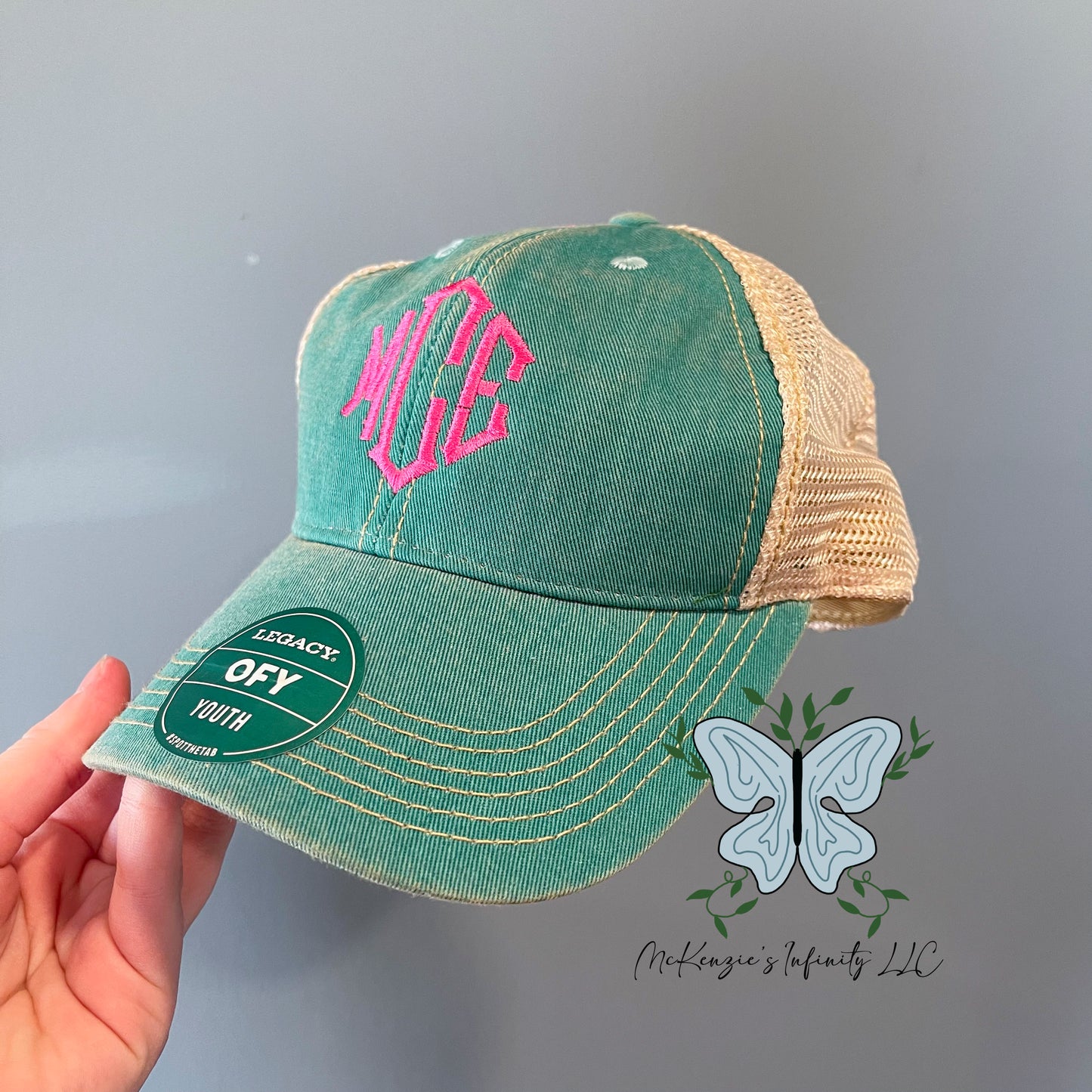 YOUTH Personalized Monogrammed Embroidered Legacy Old Favorite Trucker Cap/Hat