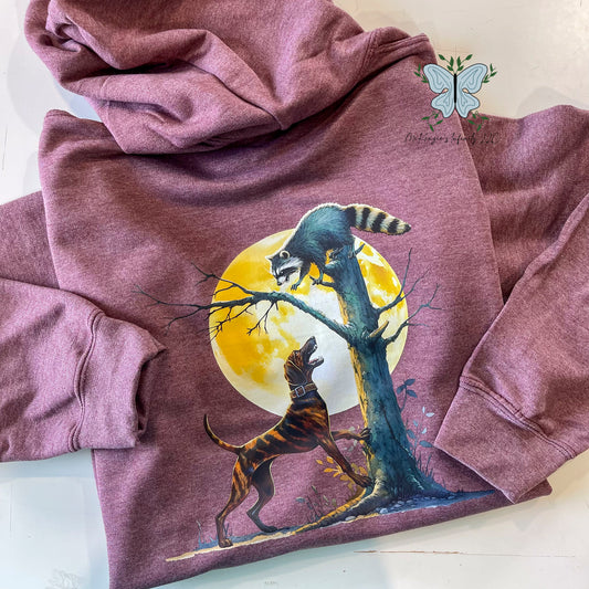 Plott Hound Dog Treeing Coon Hooded Sweatshirt