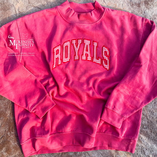 Custom Embroidered Gingham Mock Neck Sweatshirt, Personalized Team Sweatshirt, Custom Team Name