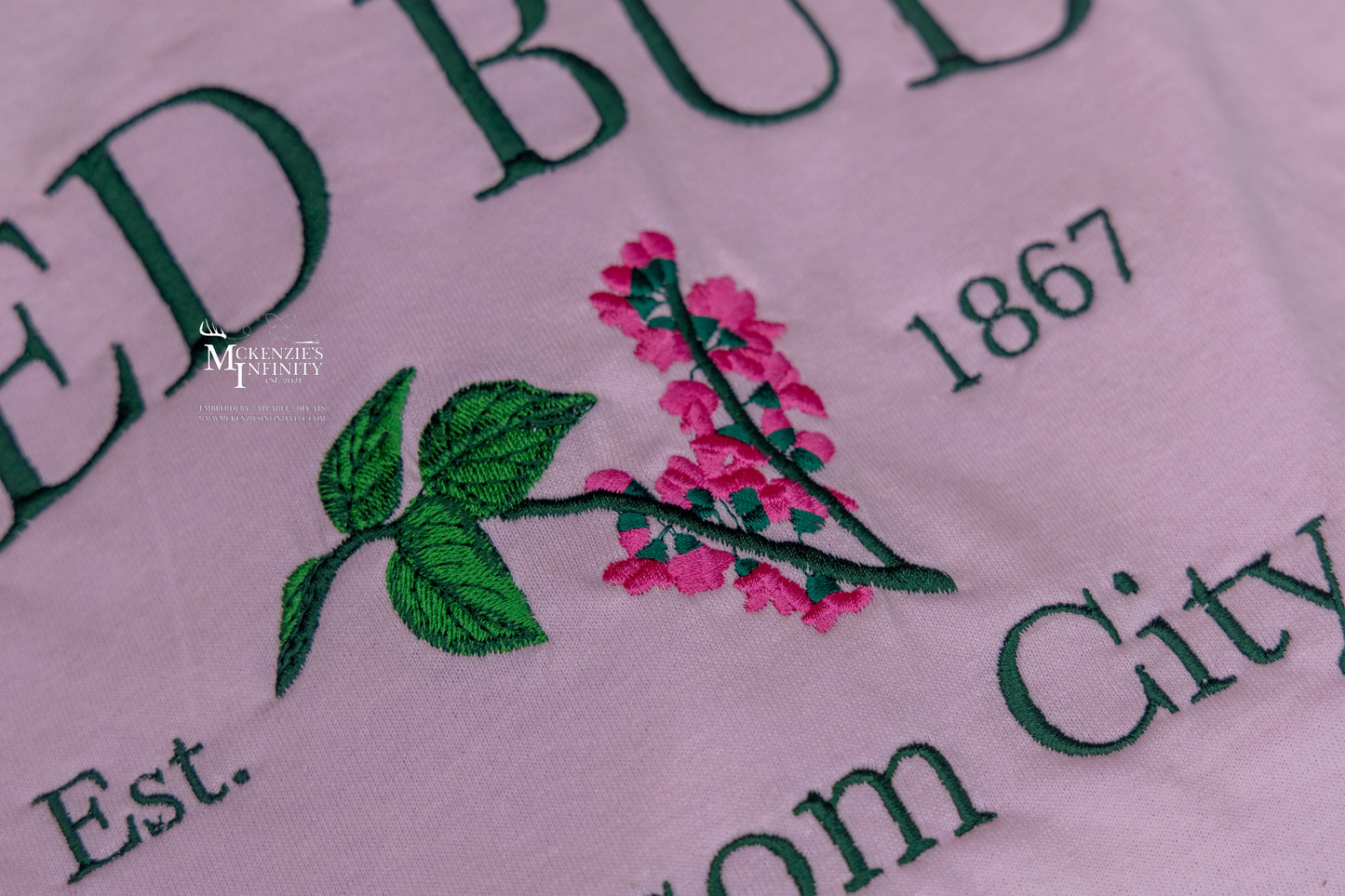 Red Bud Blossom City Embroidered ADULT T-Shirt ©