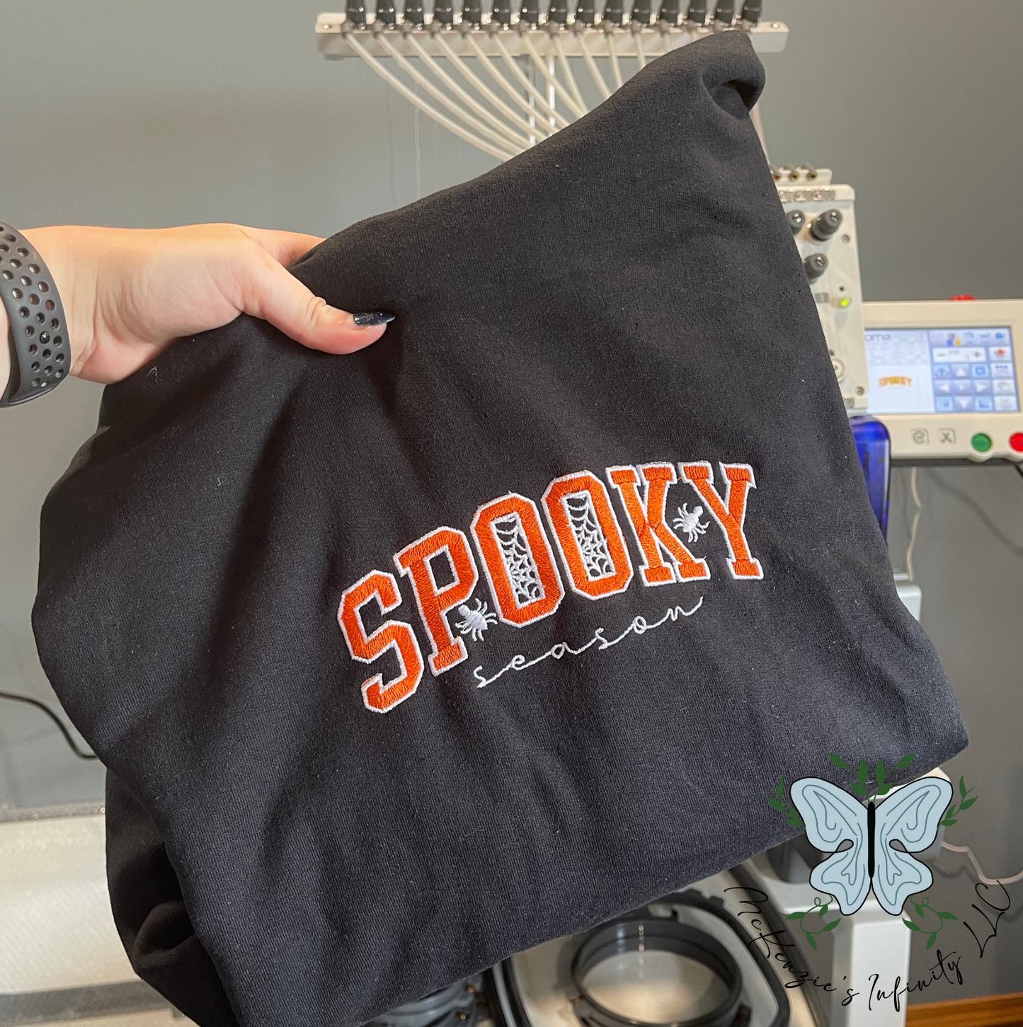 Spooky Season Embroidered Hooded Sweatshirt