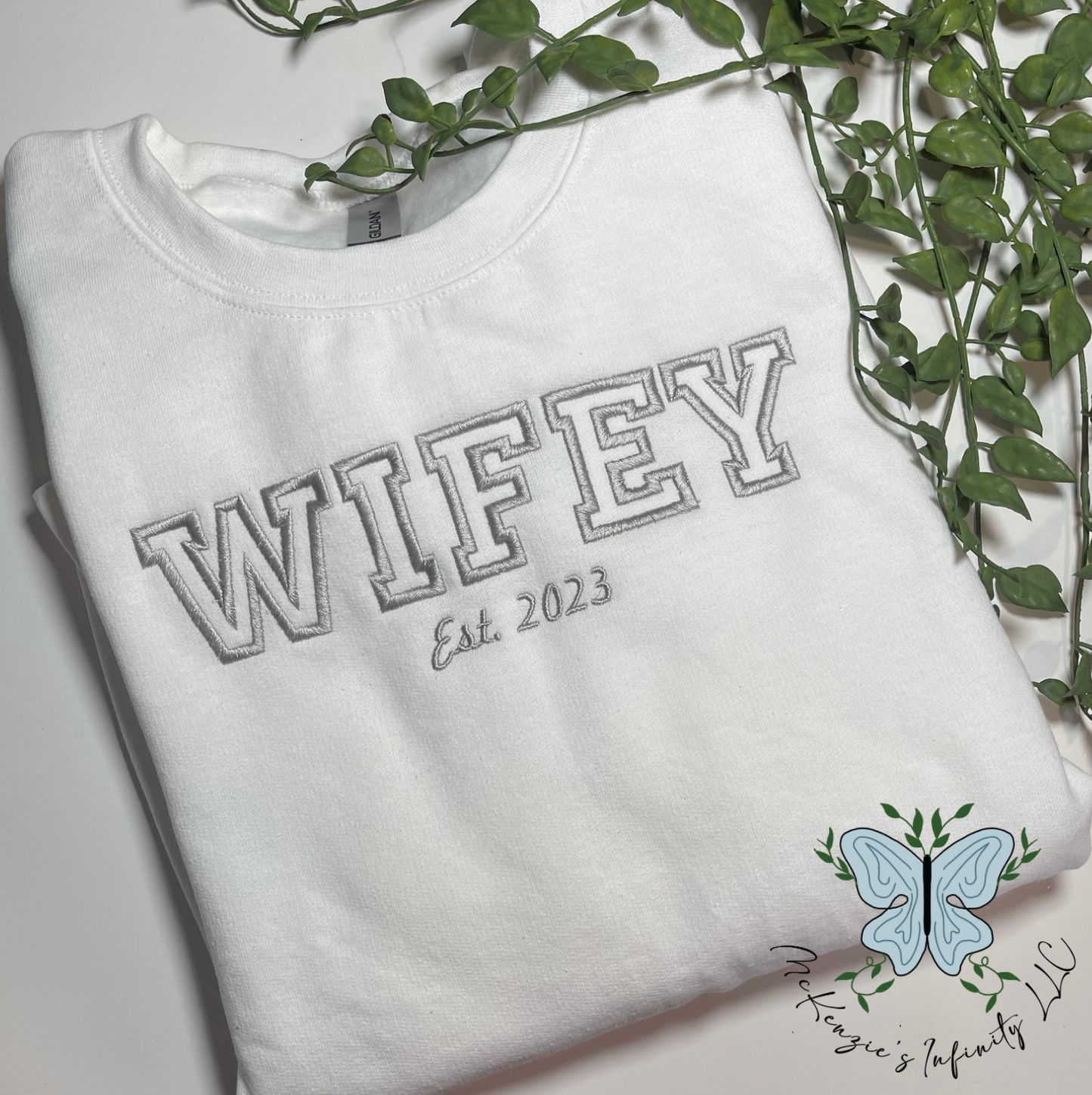 Wifey Embroidered Crewneck Sweatshirt