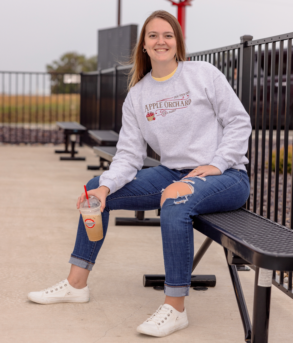 Apple Orchard Embroidered Crewneck Sweatshirt